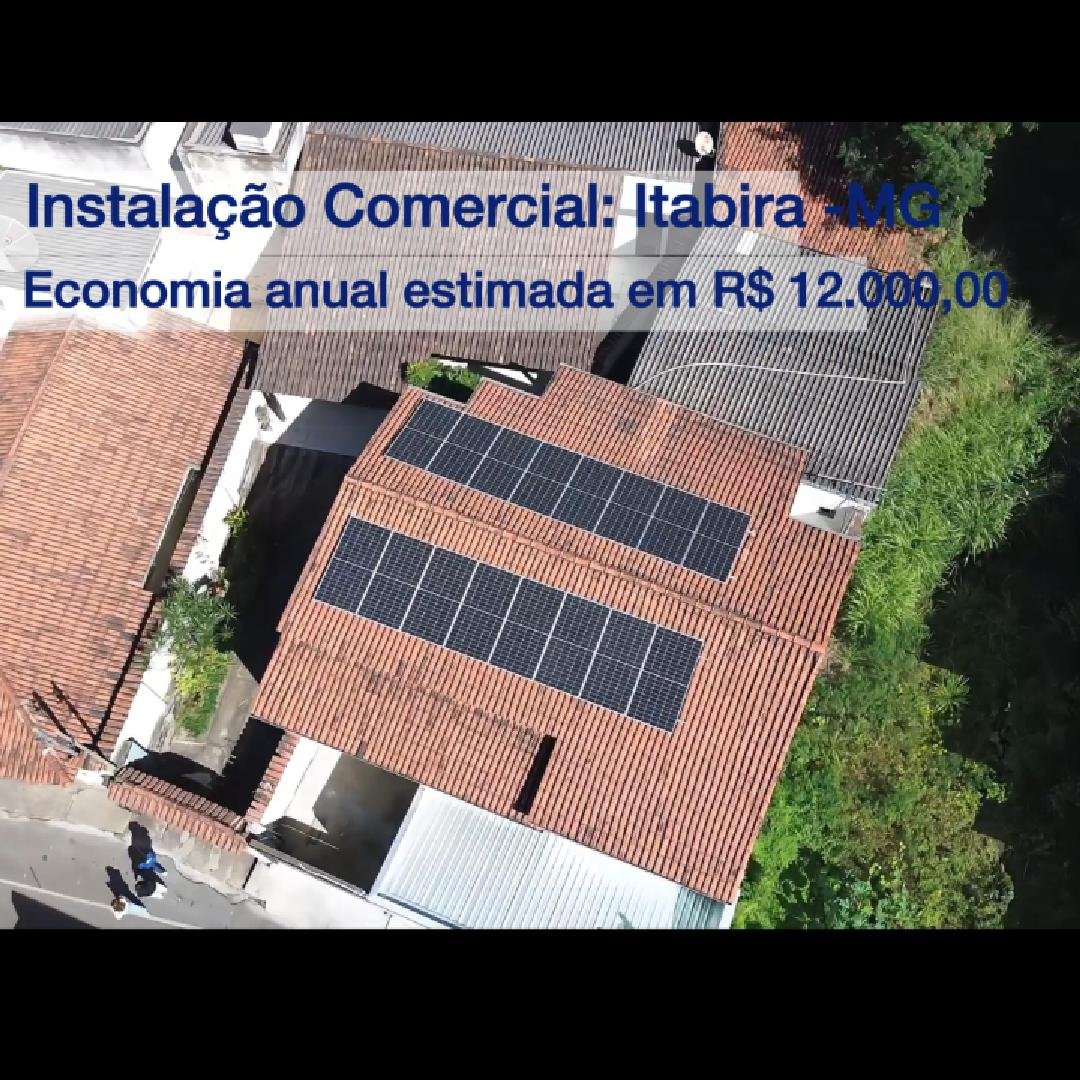 Energia solar comercial de 9,36 kWp no Centro de Itabira-MG