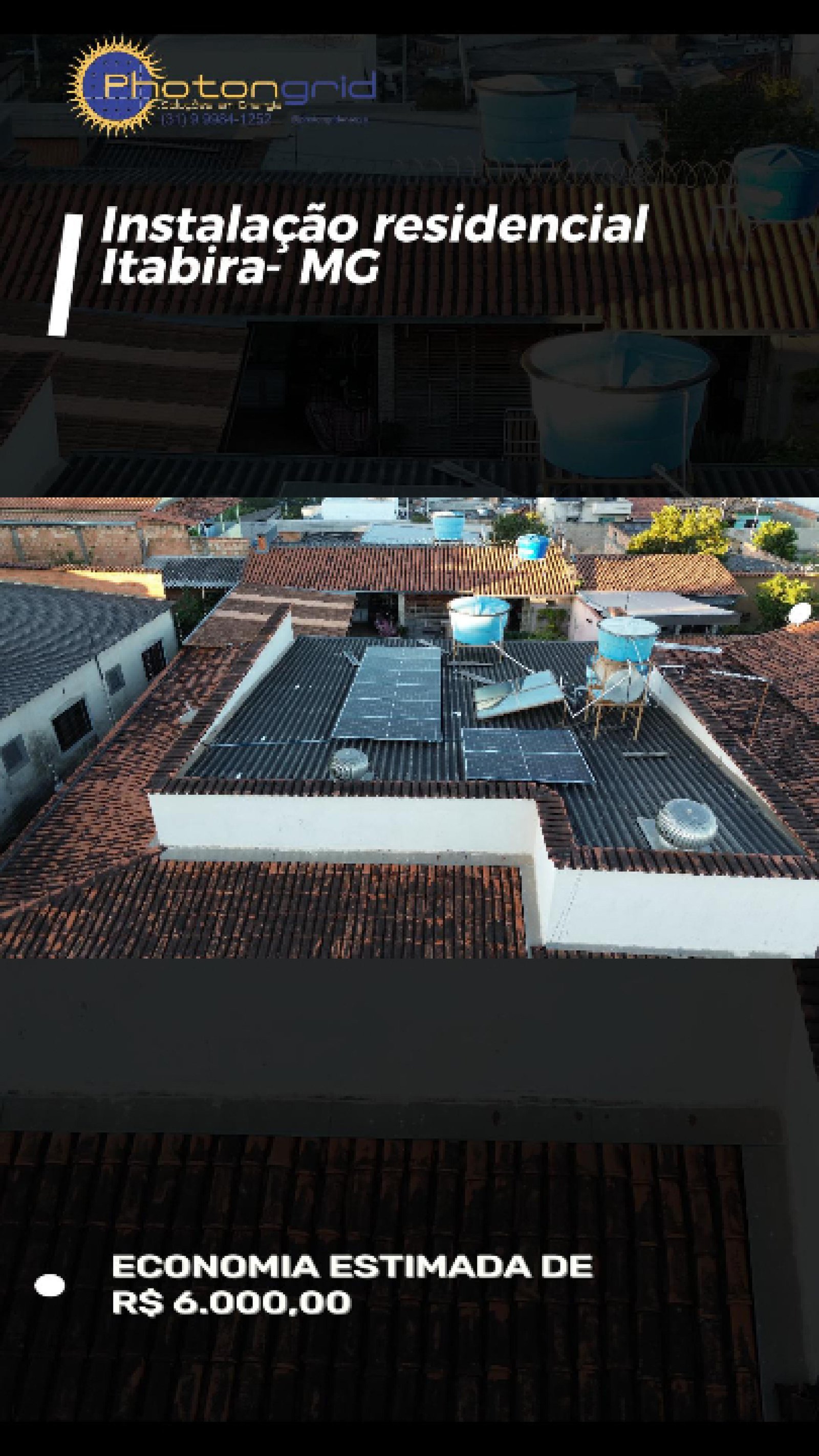 Energia solar residencial de 4,68 kWp no bairro Colina da Praia, Itabira-MG
